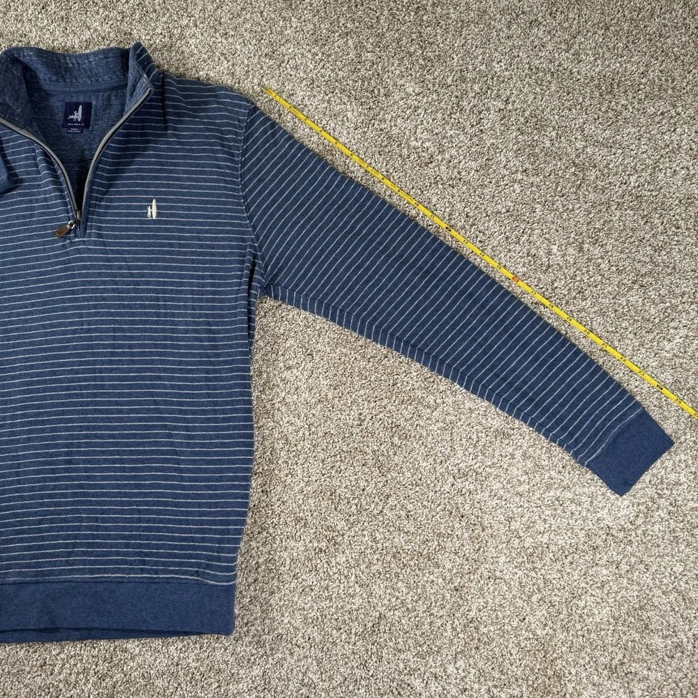 Johnnie O Mens Size S Surf Golf Blue Stripe‎ Emmett 1/4 Zip Long Sleeve Pullover